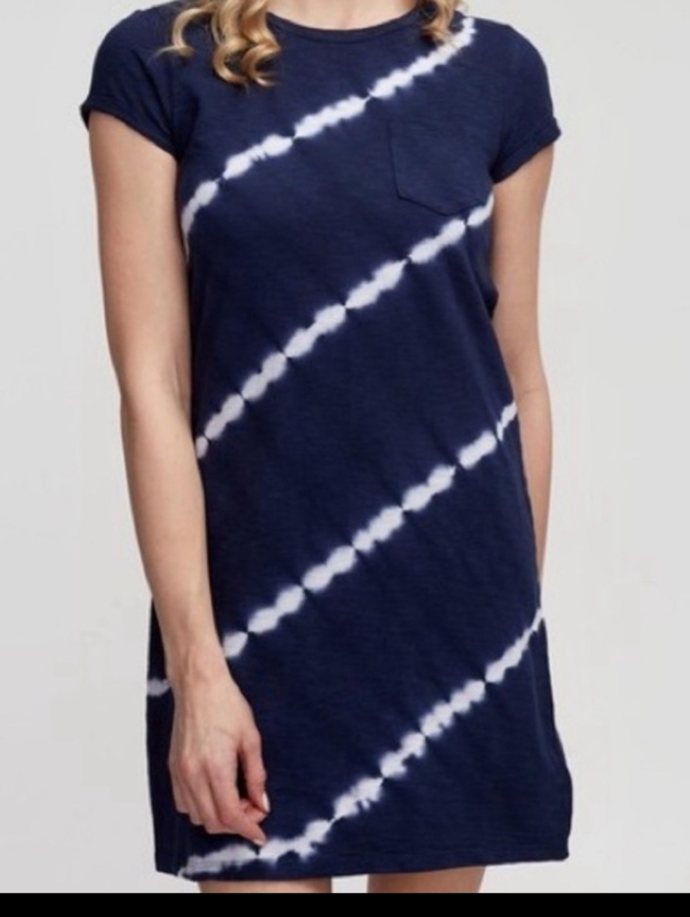 Women ForeverSoft Navy Blue Tie-Dye  Pocket T-Shirt Dress